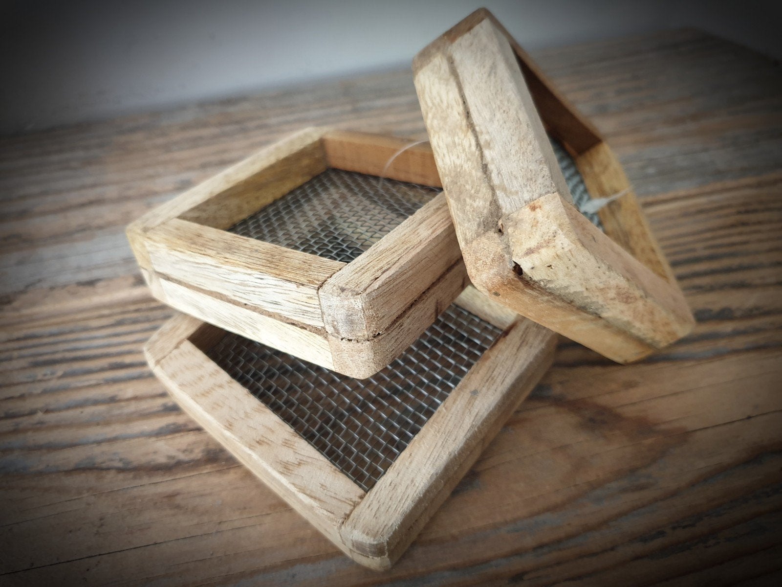 Houten rasp naturel  - decoratie  - amberblokjes, Ophalen of Verzenden, Nieuw