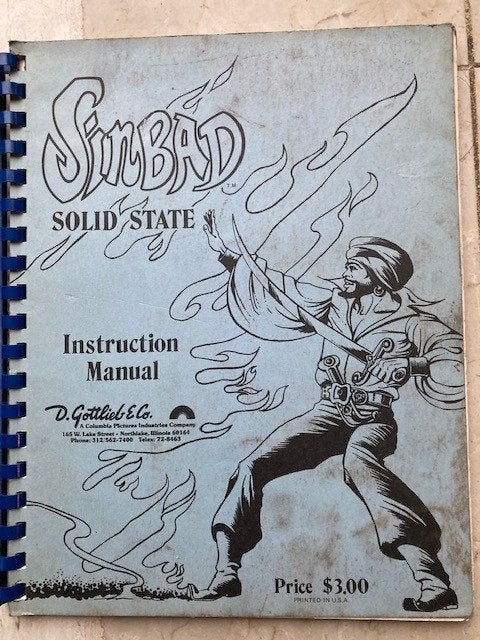 GOTTLIEB SINBAD SOLID STATE INSTRUCTION MANUAL, Verzamelen, Gebruikt, Elektronisch, Flipperkast, Gottlieb