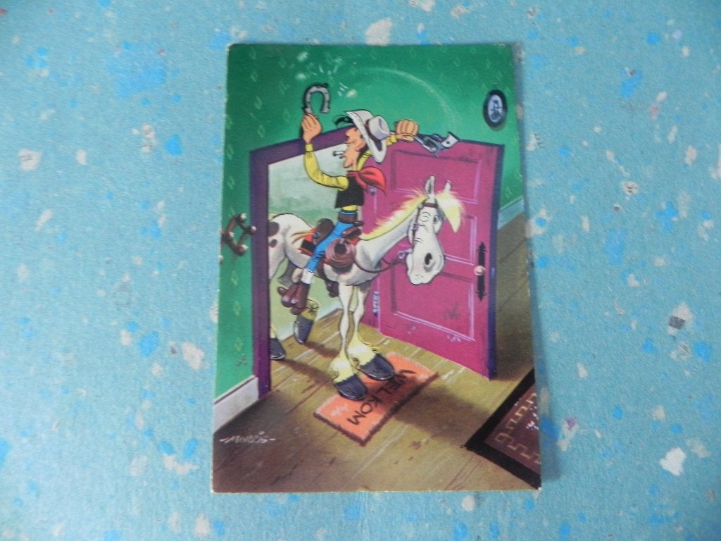 PEP Verjaardagskaart Lucky Luke 1967 glanzende uitvoering, Gelezen, Ophalen of Verzenden, Pep, Eén stripboek
