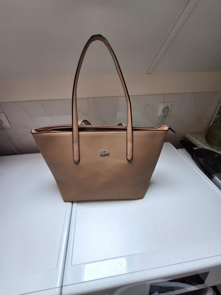 Leuke beige/bruine shopper met rits en opbergvakjes, Ophalen of Verzenden