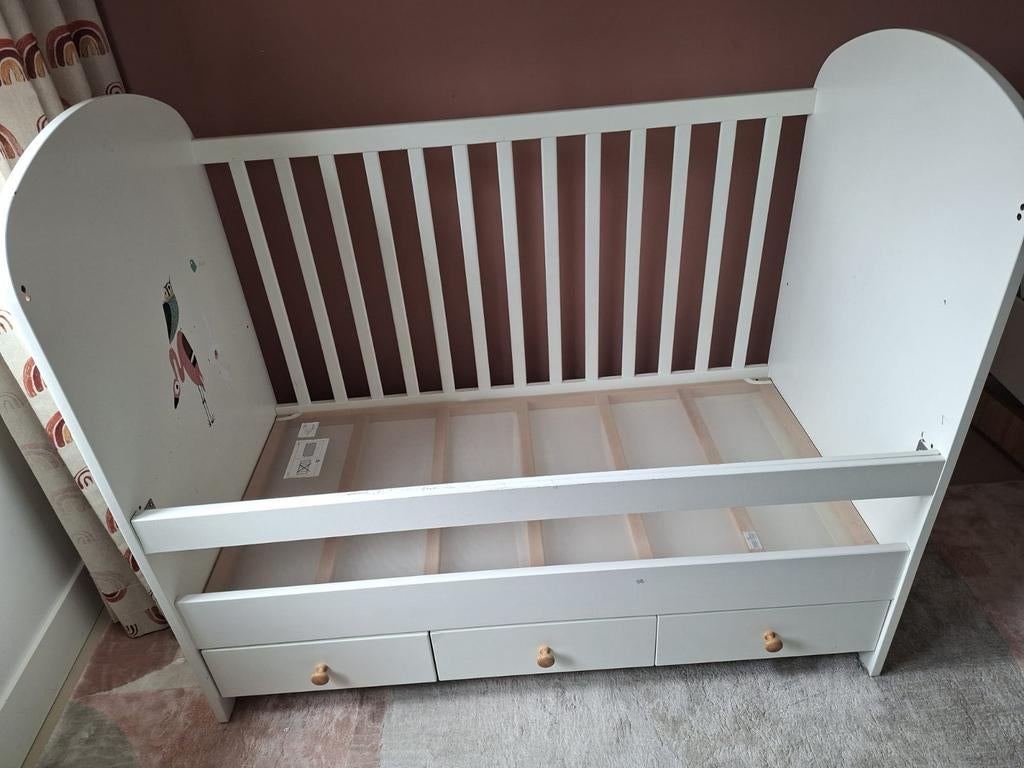IKEA Gonatt Ledikant Wit - met Lade, Kinderen en Baby's, Babywiegjes en Ledikanten, Ophalen, Zo goed als nieuw, Ledikant