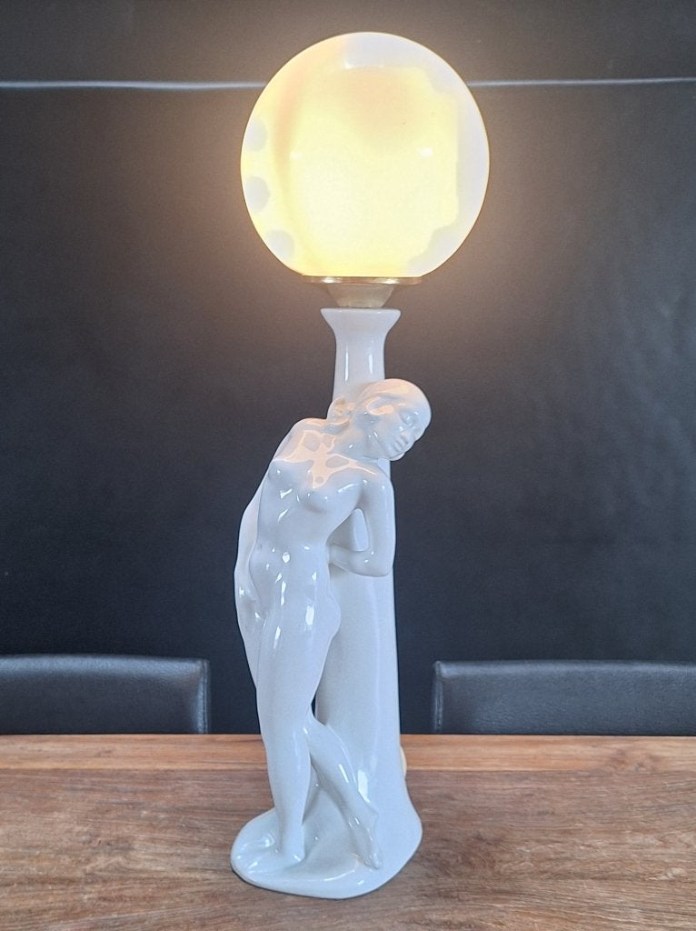 vintage Munari Bassano keramiek tafel-lamp retro jugendstil, Figuurlamp, Overige merken, Vintage, Keramiek