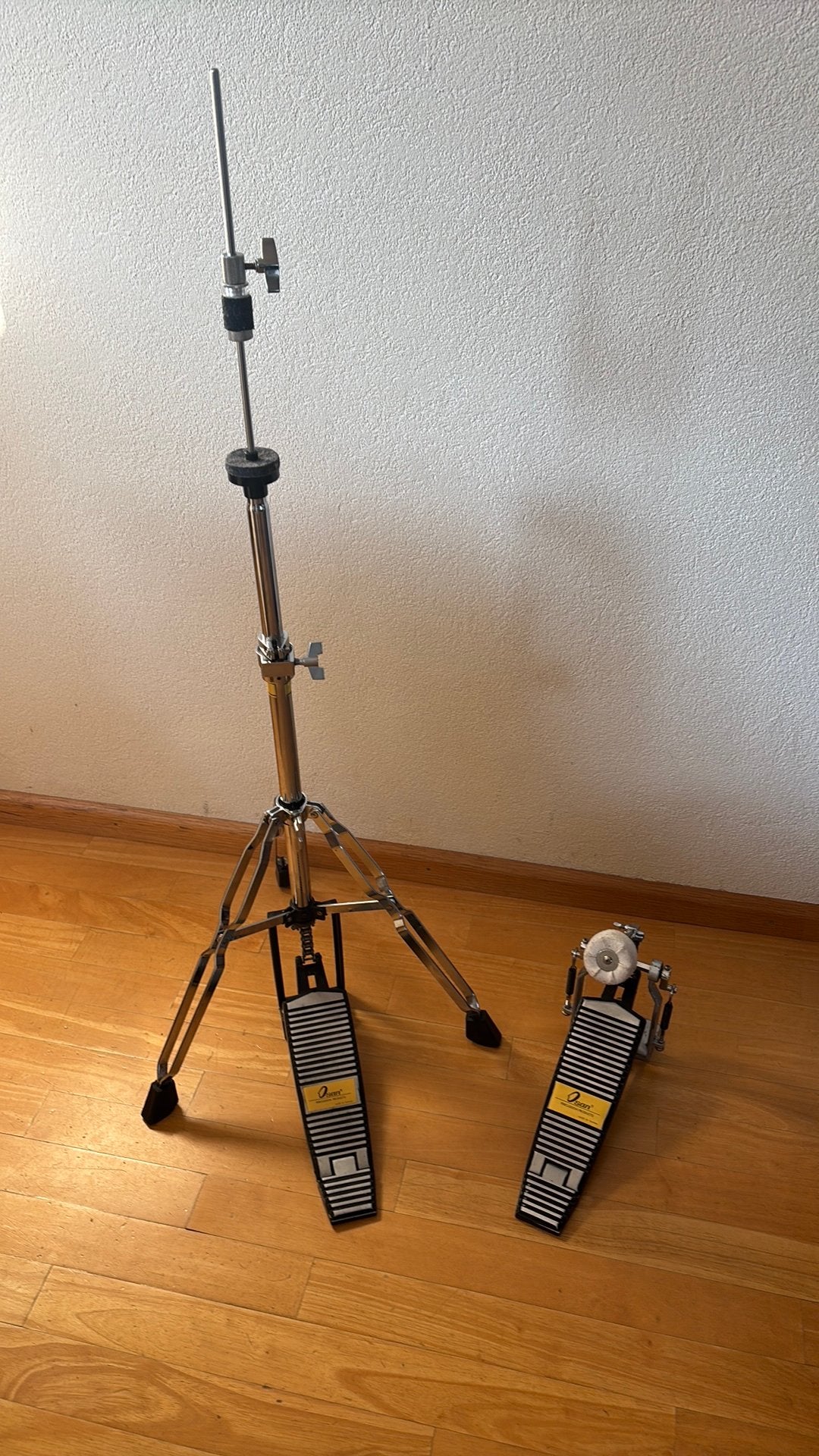 set voetpedalen drumstel of cachon: hihat stand + basepedaal, Ophalen of Verzenden, Zo goed als nieuw, Overige soorten