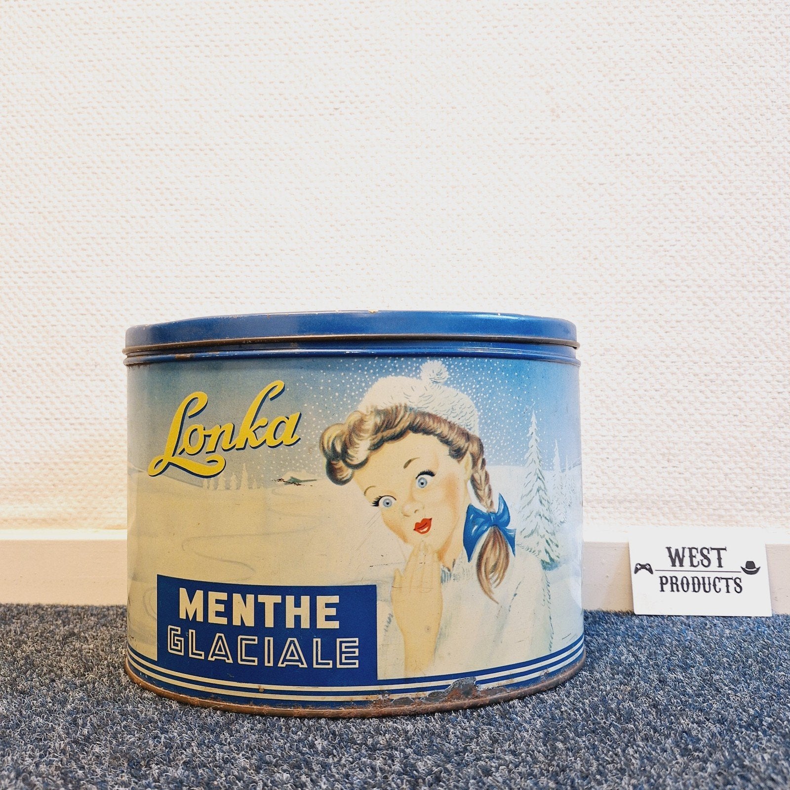 Vintage Lonka Menthe Glaciale Snoepblik, Ophalen of Verzenden, Gebruikt, Overige, Overige merken