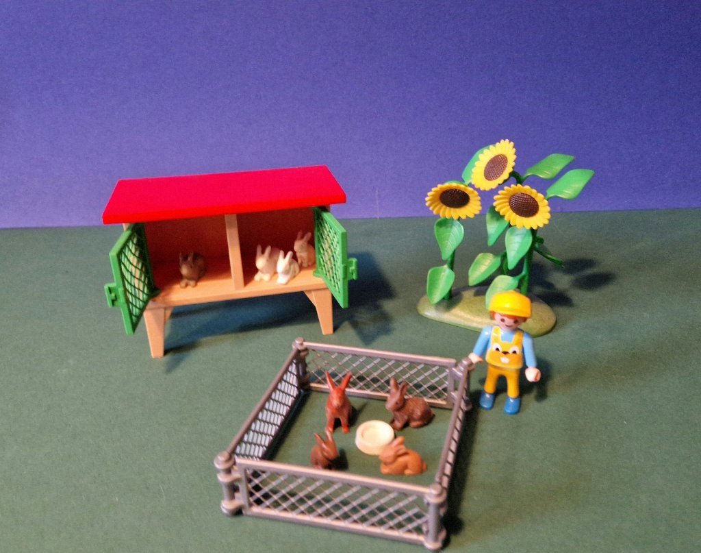 3075 Playmobil konijnenhok en 2 kinderen, Gebruikt, Complete set, Ophalen of Verzenden, Figuren