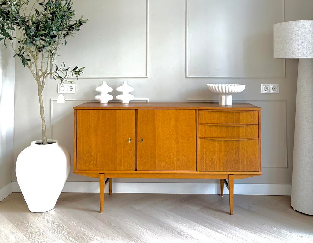 🧡 Vintage retro dressoir kast jaren ‘60 tv-meubel lowboard, Ophalen, Zo goed als nieuw, 25 tot 50 cm