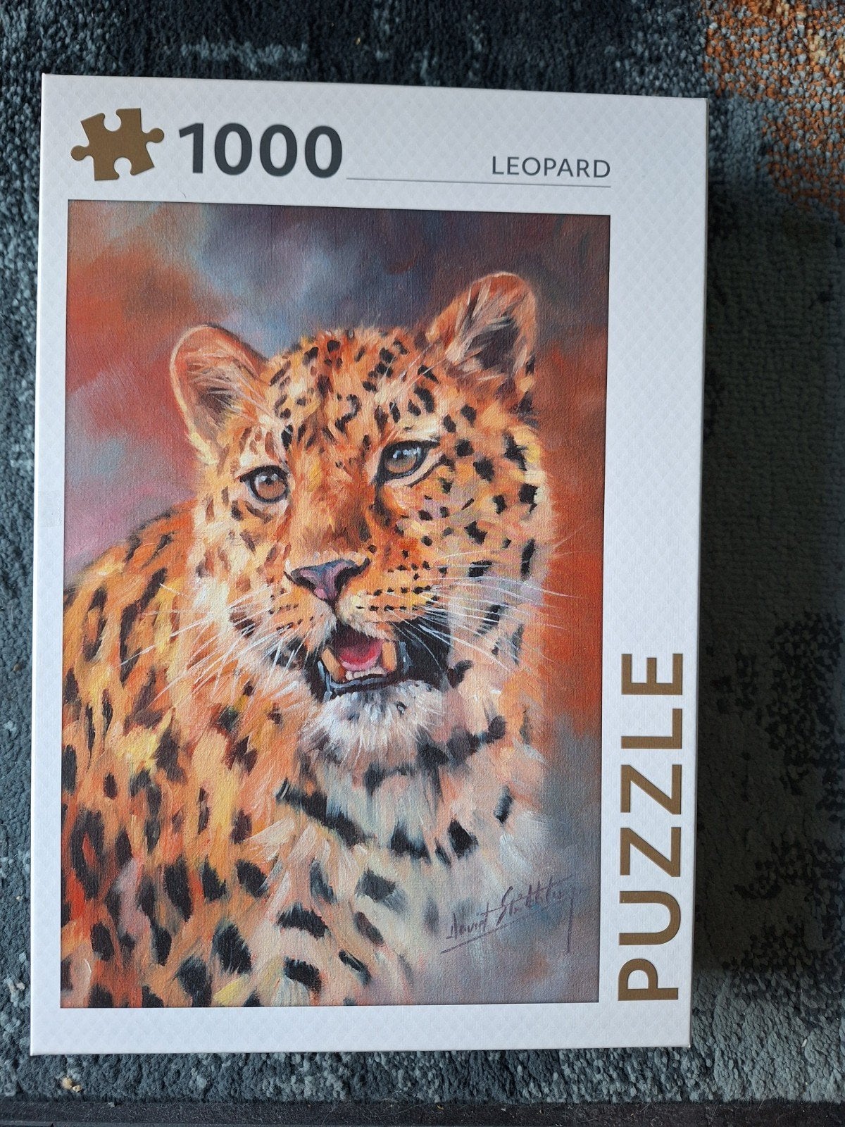 Mooie puzzel van Rebo. Tekening van Luipaard. 1000 stukjes, Ophalen of Verzenden, 500 t/m 1500 stukjes, Zo goed als nieuw, Legpuzzel