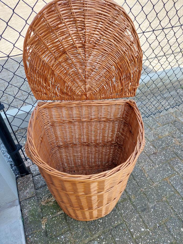 Riet/ rotan  grote wasmand met klep, Ophalen, Rechthoekig, Riet