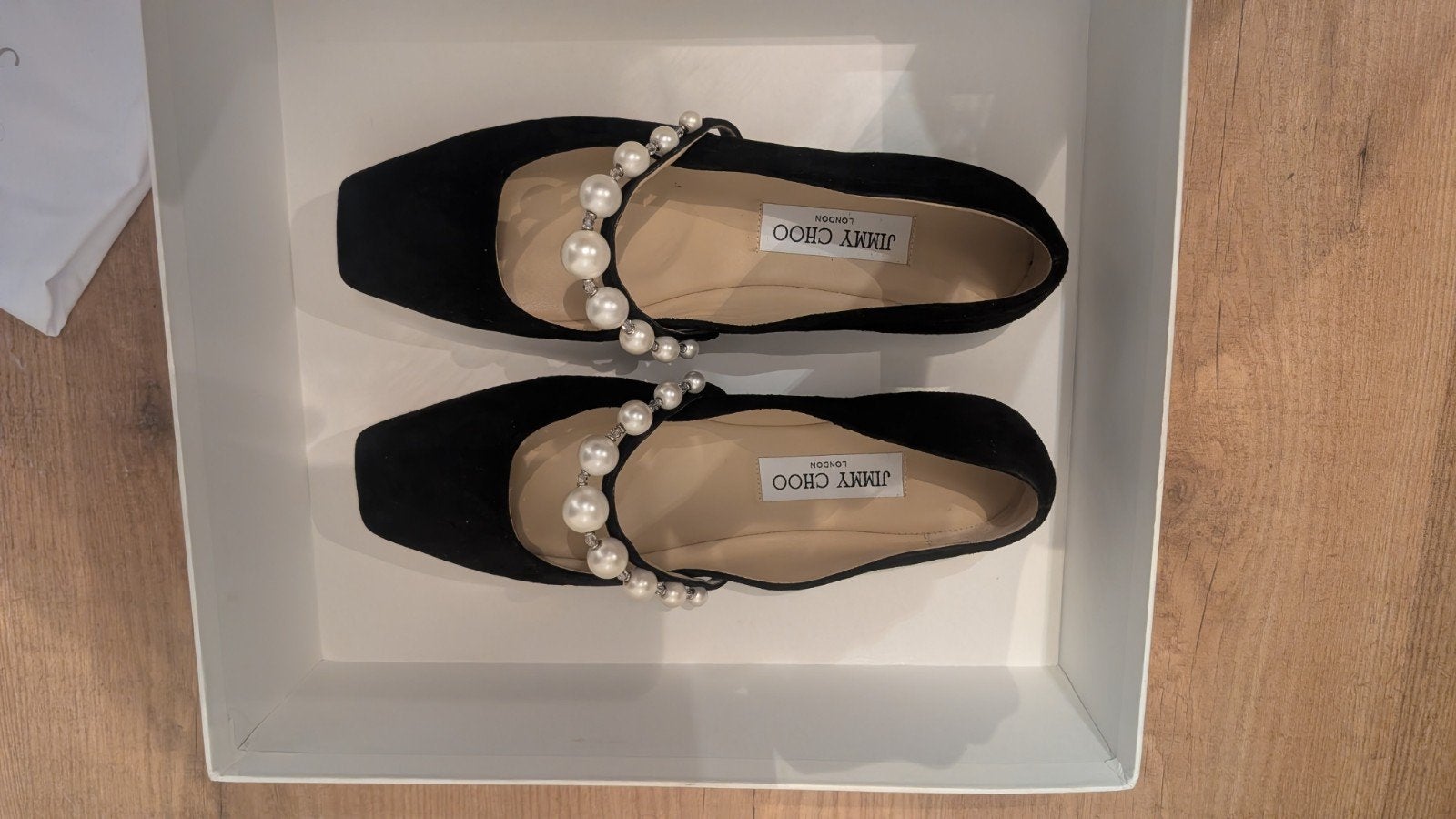 Jimmy Choo Ade ballet flats met parels, Zwart, Nieuw, Jimmy Choo, Ballerina's