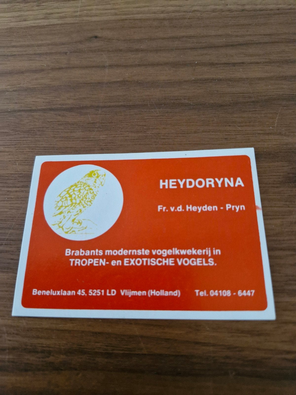 11999  Sticker Heydoryna Vogelkwekerij Tropen Exotische Voge, Ophalen of Verzenden, Gebruikt, Dier en Natuur