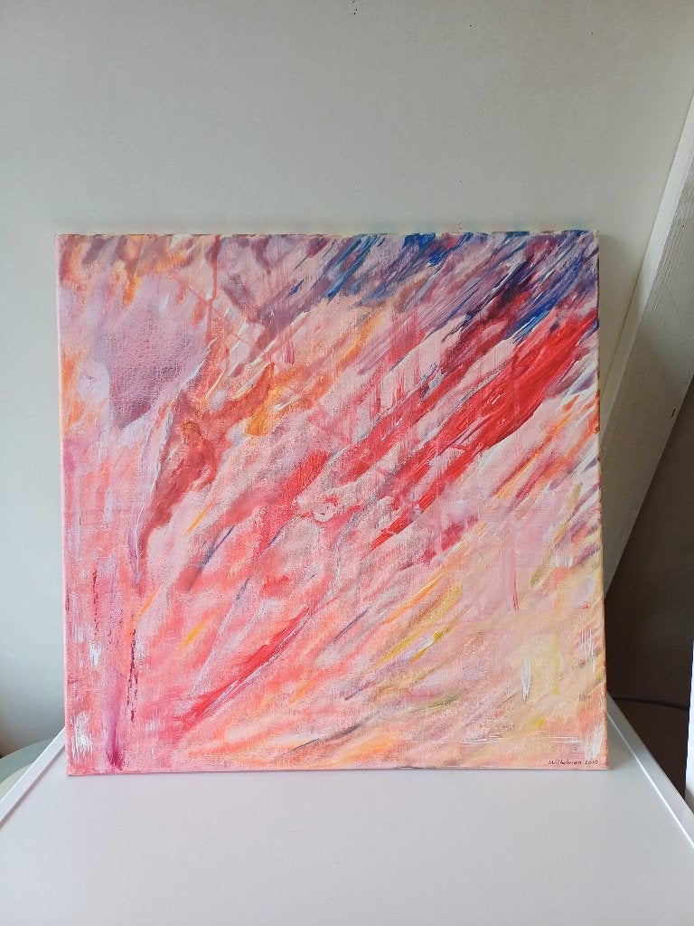 Schilderij intuïtief geschilderd, abstract, Antiek en Kunst, Ophalen of Verzenden