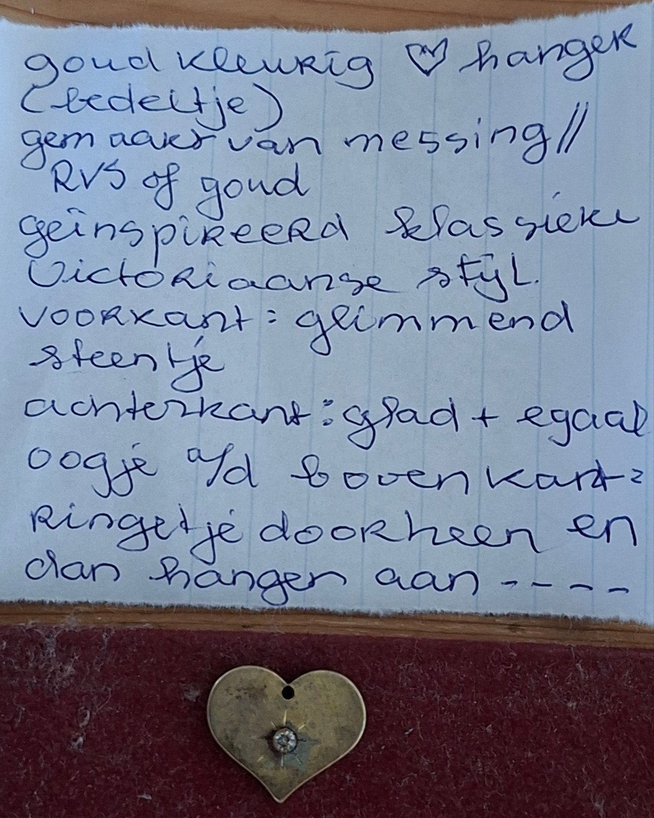 bedeltje  klein hart sieraad info zie foto, Ophalen of Verzenden, Nieuw, Overige materialen, Overige merken