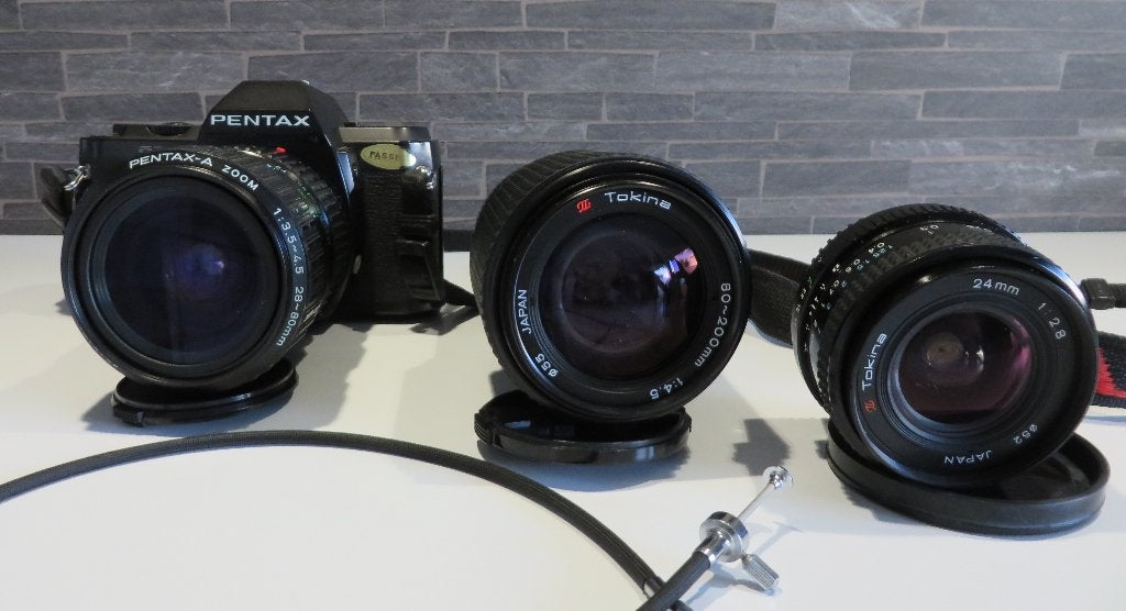 Pentax P30 analoge camera met 3 lenzen, Ophalen, Gebruikt, Spiegelreflex, Pentax