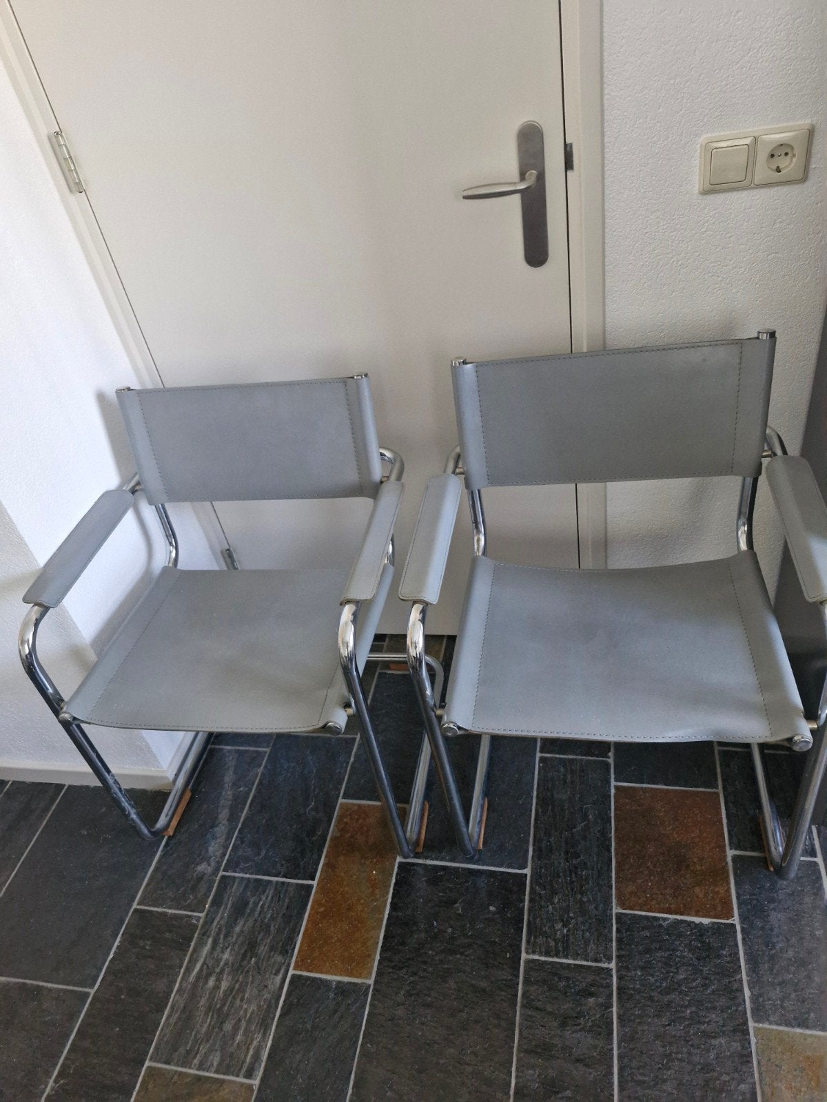 Set van 2 vintage Bauhaus stijl buisframe stoelen, Ophalen