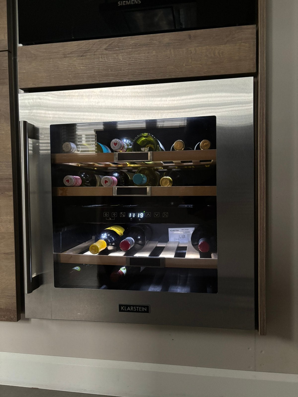 Luxe Wijnklimaatkast (Inbouw) RVS – 2 Zones – 36 Flessen, Witgoed en Apparatuur, Ophalen, Zonder vriesvak, Minder dan 85 cm, 45 tot 60 cm