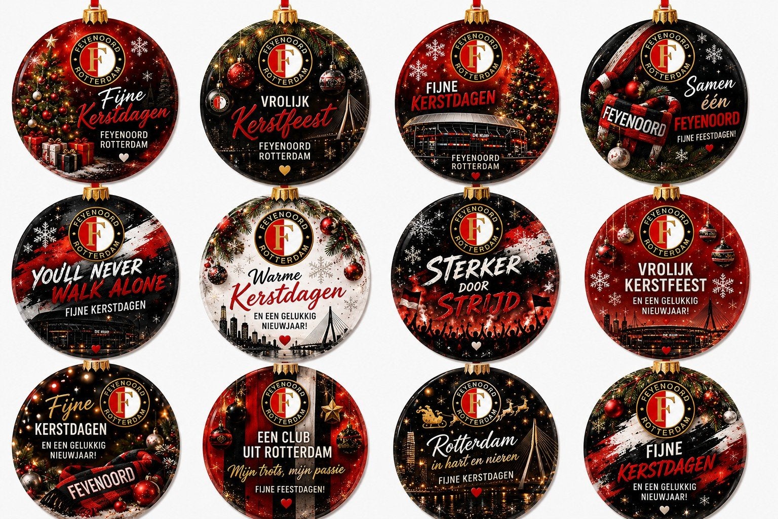 Feyenoord Rotterdam kerstornamenten, Ophalen of Verzenden, Nieuw