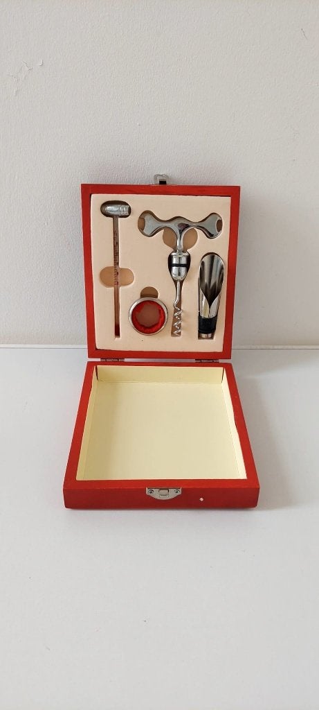 Sommelier Set Wijn set 4-delig Kurkentrekker Thermometer bar, Gebruikt, Overige gebieden, Overige typen, Ophalen of Verzenden