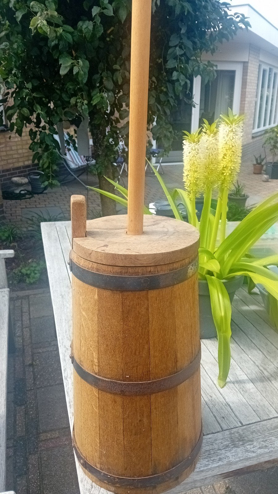 Antieke houten boterkarn - Decoratief en functioneel, Antiek en Kunst, Ophalen of Verzenden