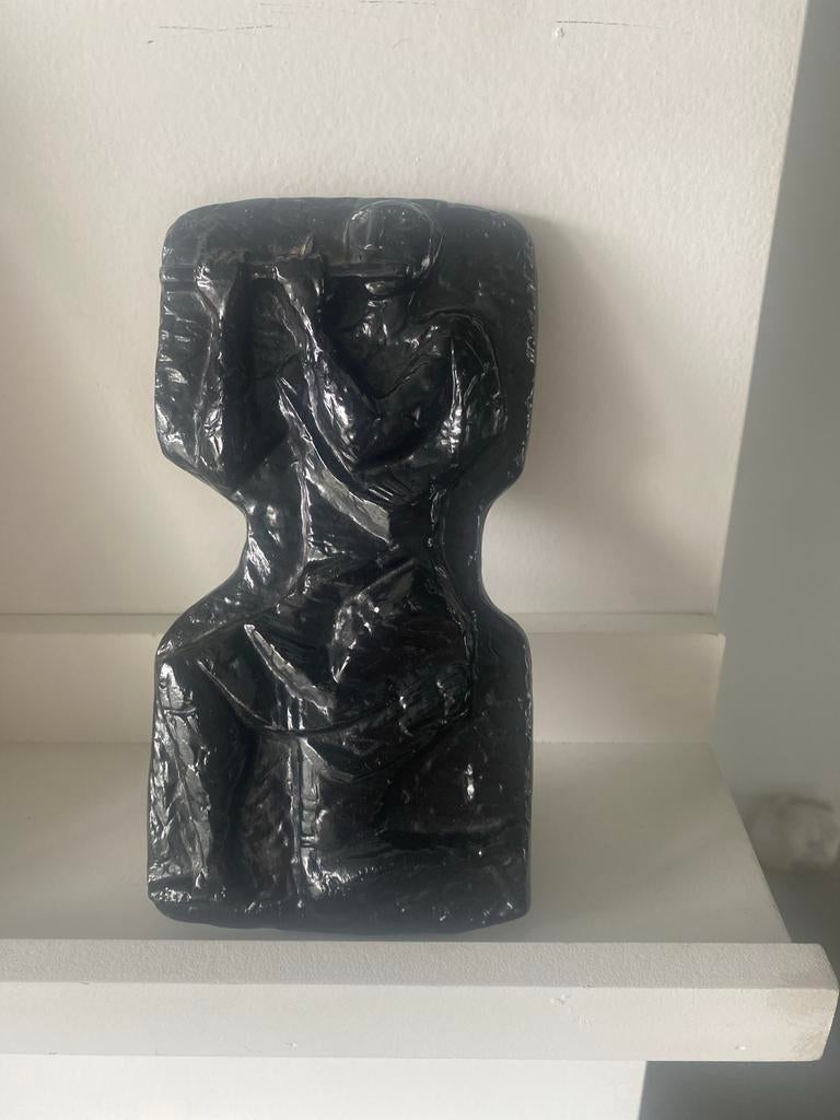 Antiek oud Gietijzer sculptuur, man fluit abstracte figuur, Ophalen of Verzenden, Beeld, Abstract, Modern