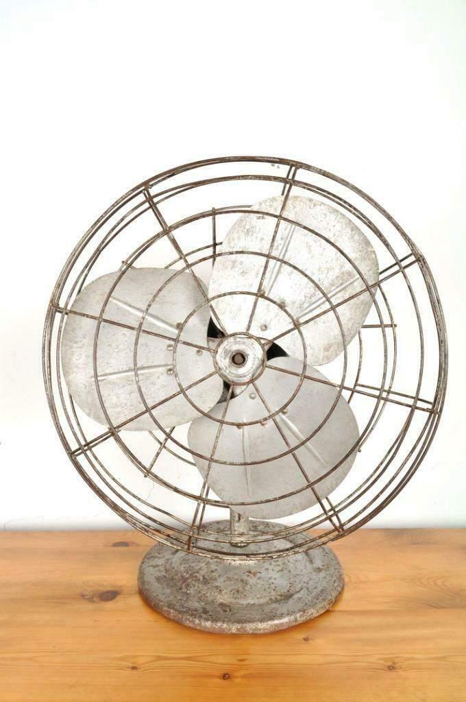 Grote ventilator USA +/-1930 decoratief gietijzeren voet, Ophalen of Verzenden, Gebruikt