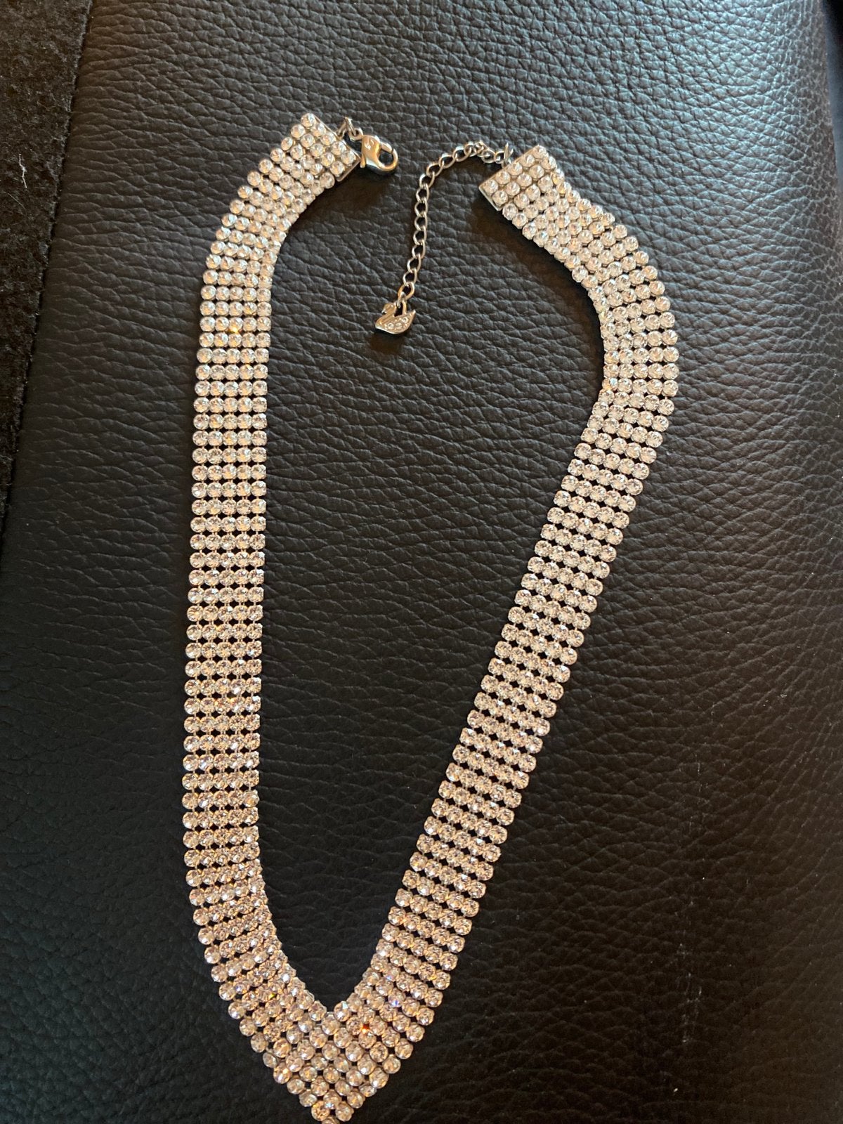 Swarovski ketting met kristallen, Overige materialen, Zo goed als nieuw, Zilver, Ophalen