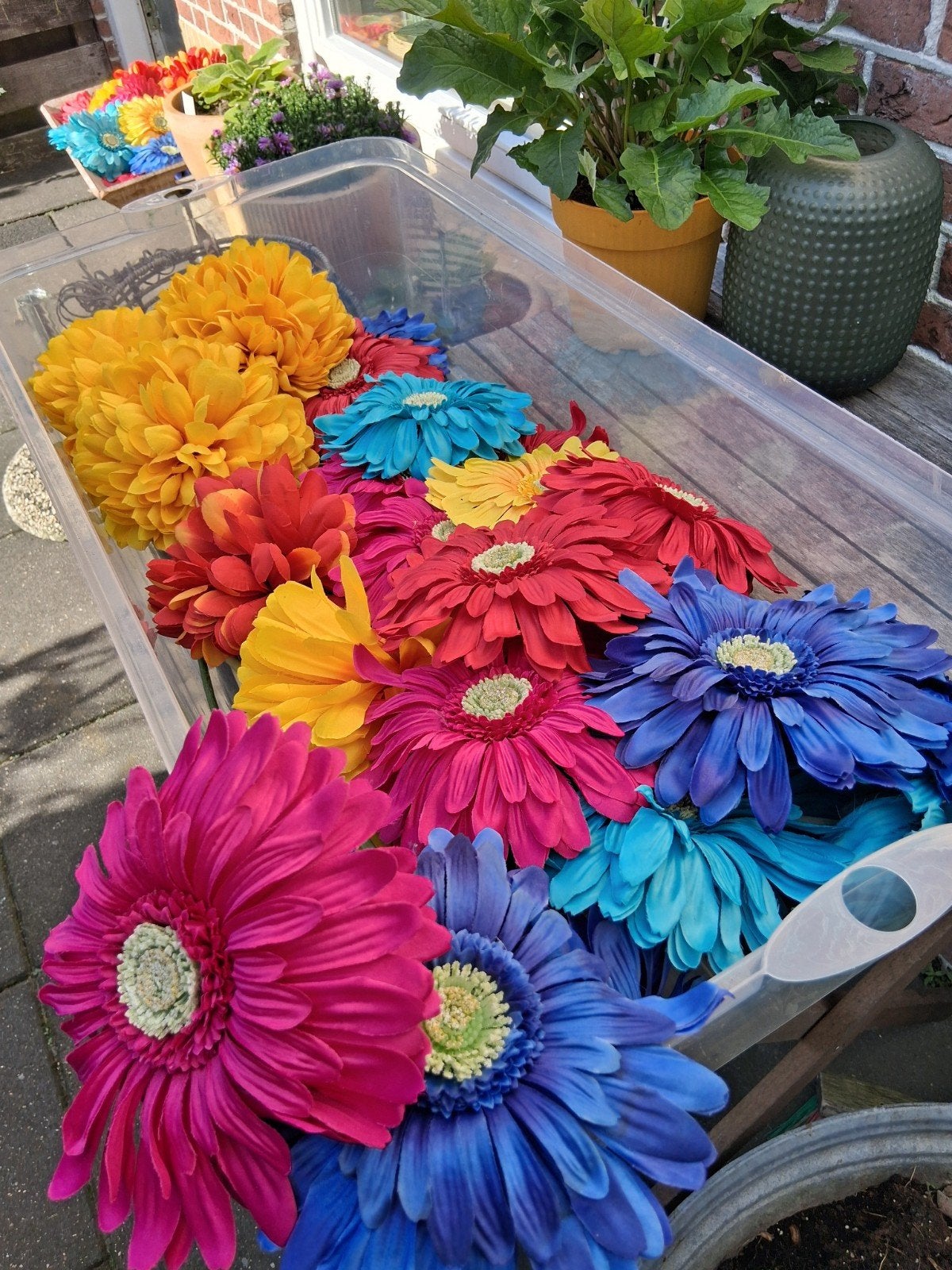 Diverse kunstbloemen - Gerbera's en Dahlia's, Ophalen, Binnen, Gebruikt, Kunstbloem