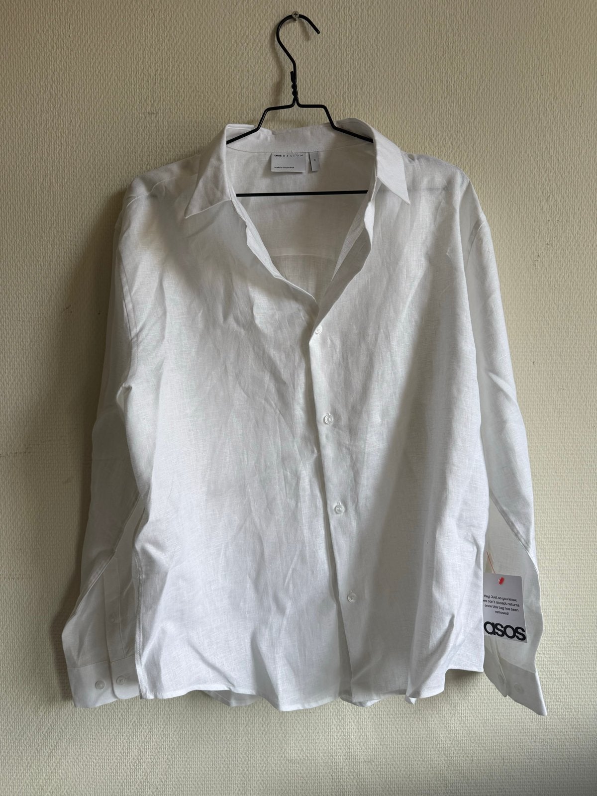 ASOS wit linnen overhemd maat M, Ophalen of Verzenden, Nieuw, Wit, Halswijdte 39/40 (M)