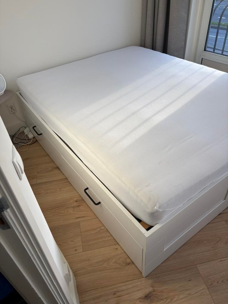 Bedframe 160x200 cm Ikea Brimnes, Huis en Inrichting, Slaapkamer | Bedden, Ophalen, Wit, Tweepersoons, Zo goed als nieuw