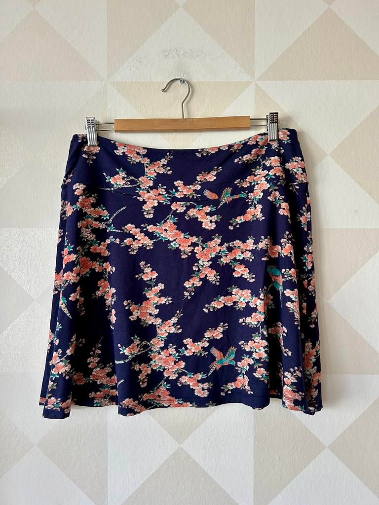 King Louie Border Skirt rok bloem paars L/40 zgan, Paars, Maat 42/44 (L), Ophalen of Verzenden, Zo goed als nieuw