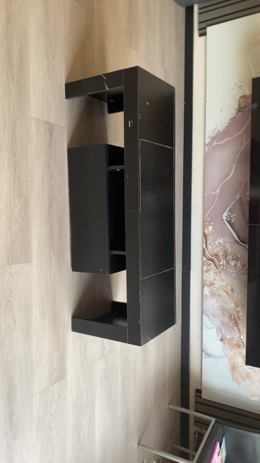 Zwart wandmeubel met opbergruimte, Gebruikt, Minder dan 25 cm, Minder dan 100 cm, Overige houtsoorten