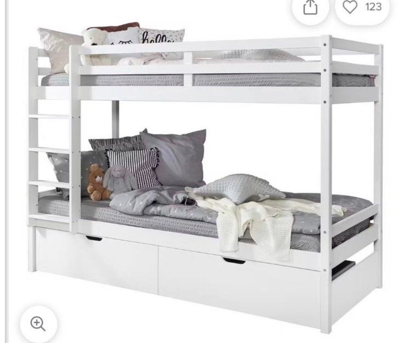 Stapelbed 90x200 incl.2 lades, 2 lattenbodems en 2 matrassen, Ophalen, 90 cm, Tweepersoons, Zo goed als nieuw