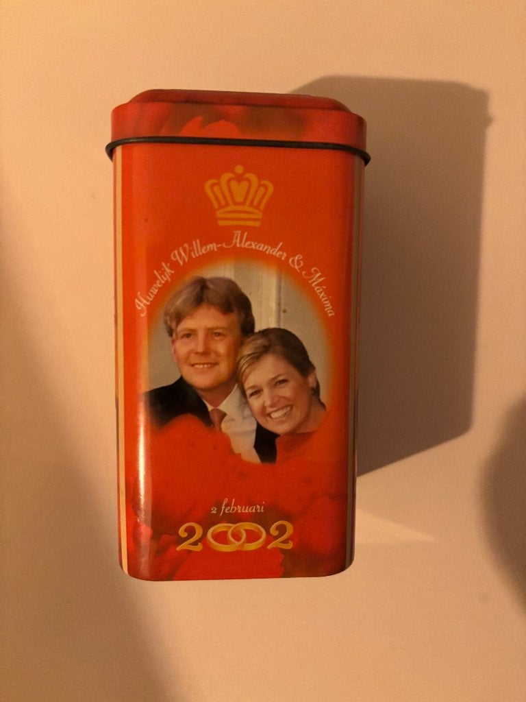 Oranje Hagel blik Huwelijk Willem-Alexander & Máxima 2002, Ophalen of Verzenden, Gebruikt, Overige, Overige merken
