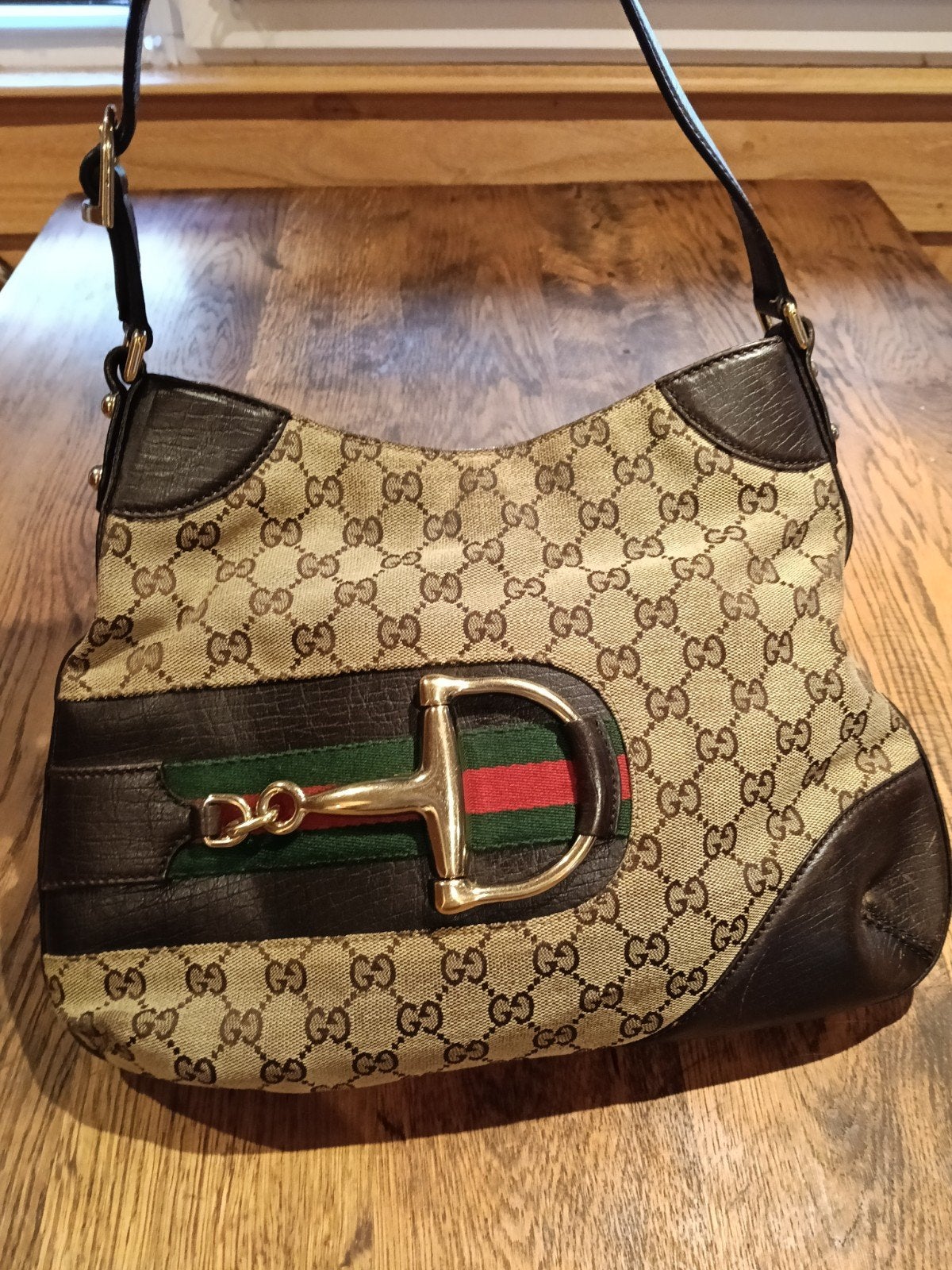 Originele Gucci Schoudertas met portemonnee - GG Canvas & Le, Ophalen of Verzenden, Gebruikt, Bruin, Schoudertasje