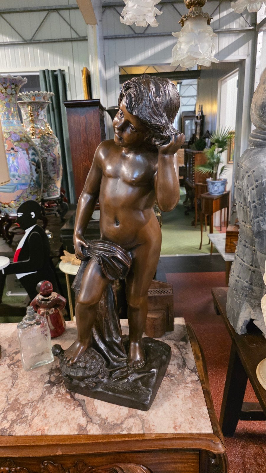 Groot bronzen beeld gesigneerd., Ophalen