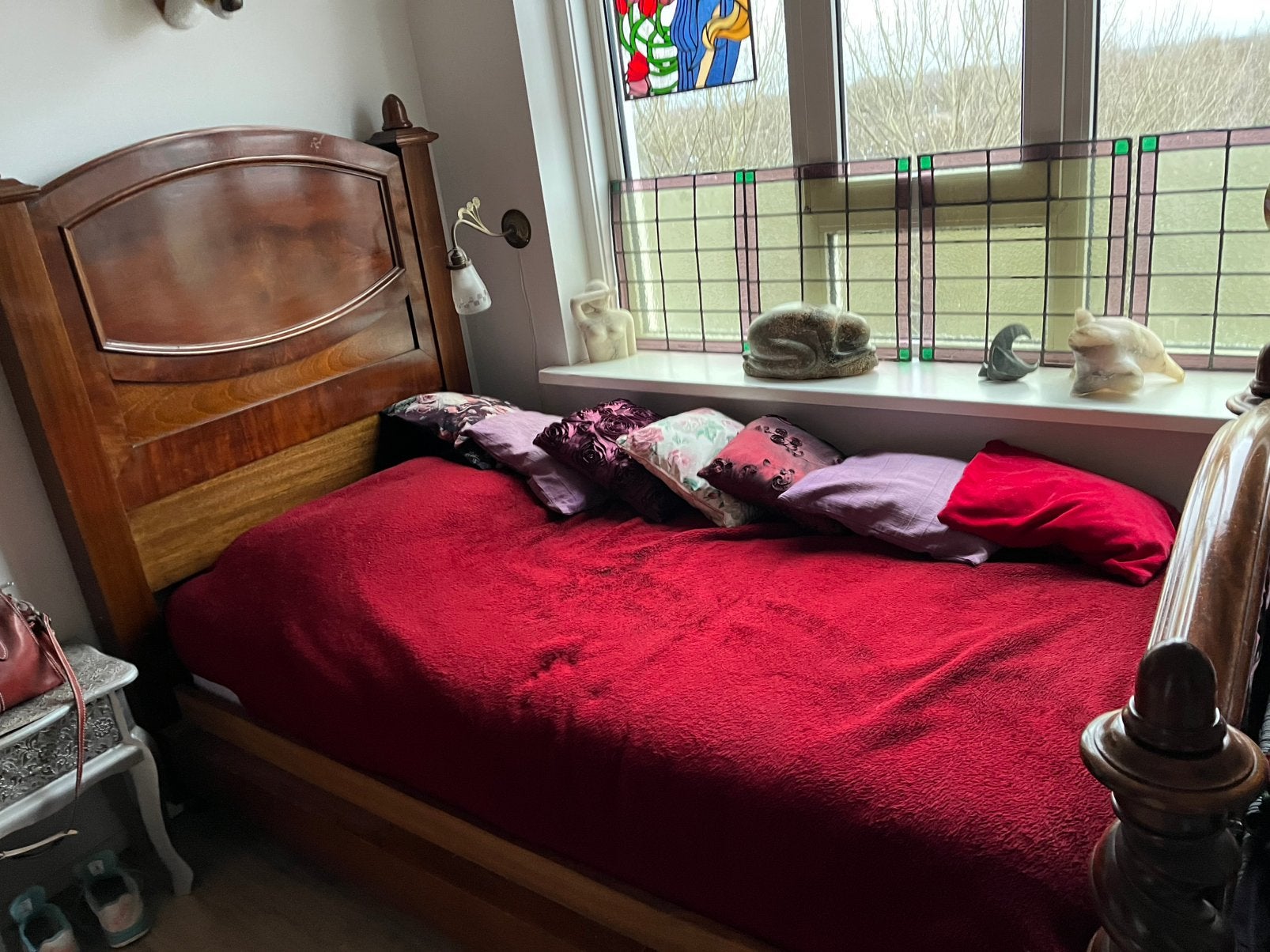 Antiek mahoniehouten bed. Binnenmaat 190/90, Huis en Inrichting, Ophalen, Gebruikt, Eenpersoons