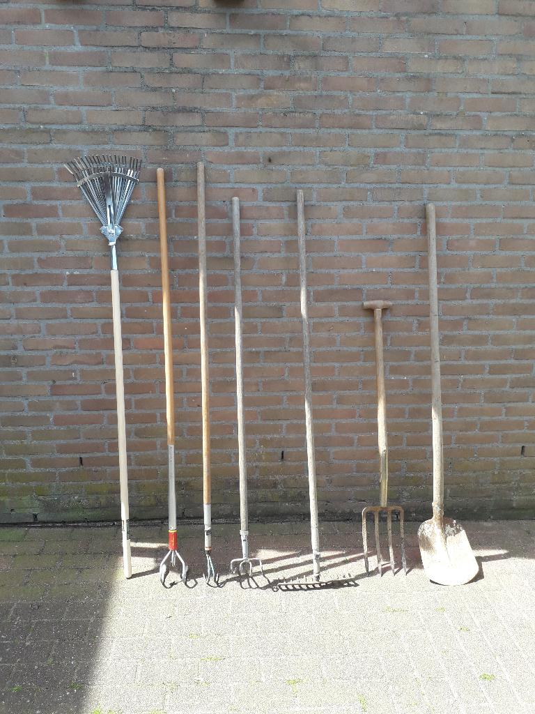 Tuingereedschap spade vork bladhark hark 3 cultivatorharken, Tuin en Terras, Ophalen, Gebruikt, Hark