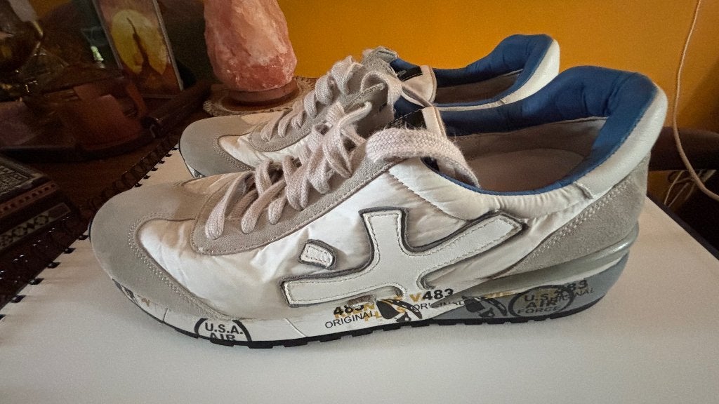 Premiata Mick sneakers maat 41met lichtgrijze suède panelen, Wit, Ophalen of Verzenden, Premiata, Sneakers of Gympen
