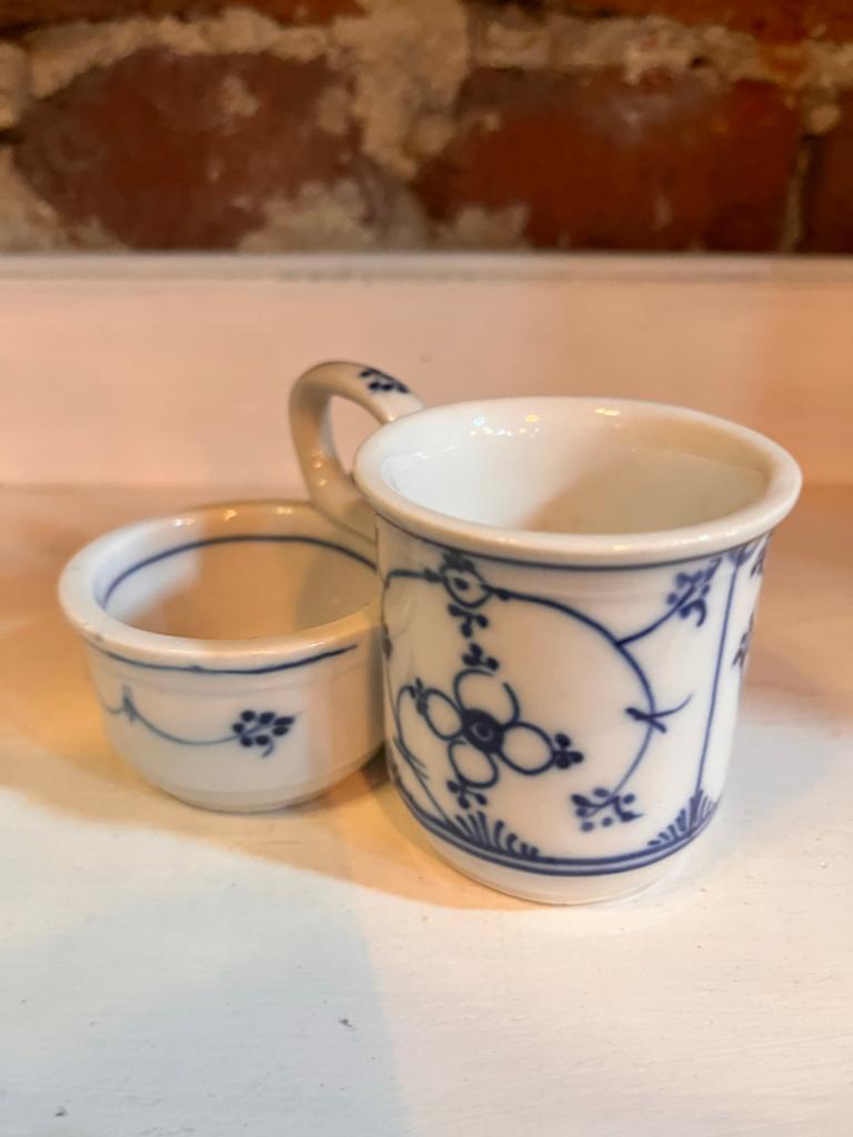 Antieke Saks blauw porseleinen drievoudige schaal, Antiek en Kunst, Ophalen of Verzenden