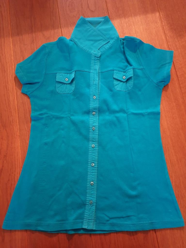 Blauw shirt, maat 40, Essentials, Maat 38/40 (M), Blauw, Ophalen of Verzenden, Zo goed als nieuw