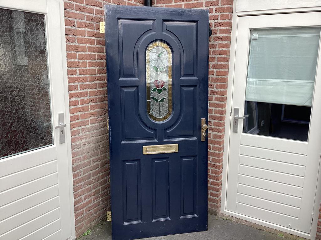 Voordeur Rechtsdraaiend Glas in Lood Thermopane 211,5x93x4cm, Doe-het-zelf en Verbouw, Deuren en Horren, Ophalen of Verzenden