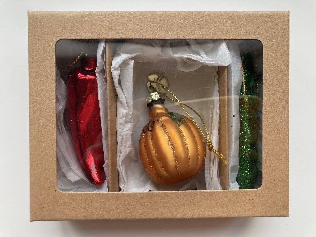 Sissy Boy Kerstballen glas pompoen / boon / peper, Ophalen of Verzenden, Nieuw
