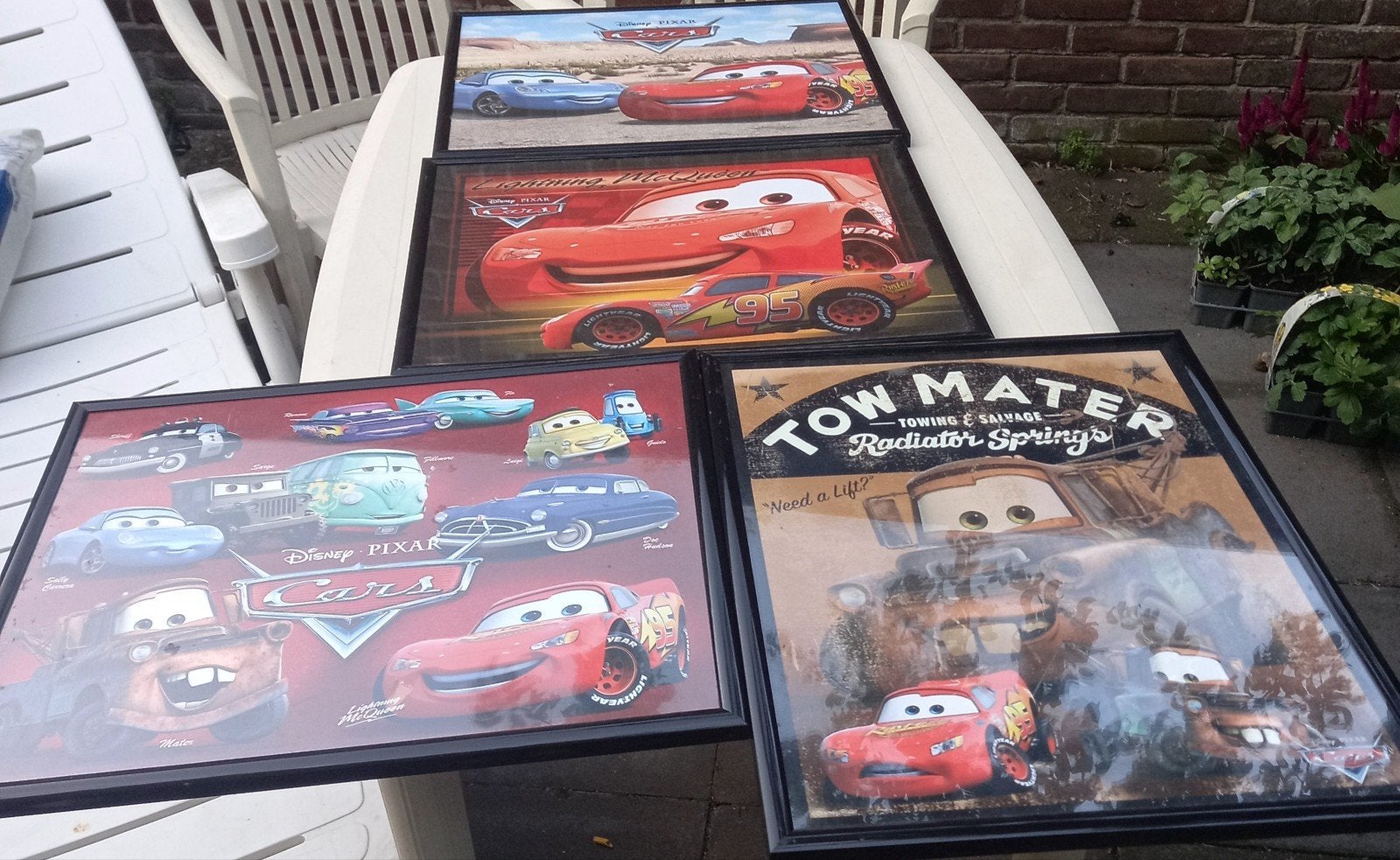 Disney Pixar Cars ingelijste posters - set van 4, Ophalen, Overige figuren, Nieuw, Plaatje of Poster