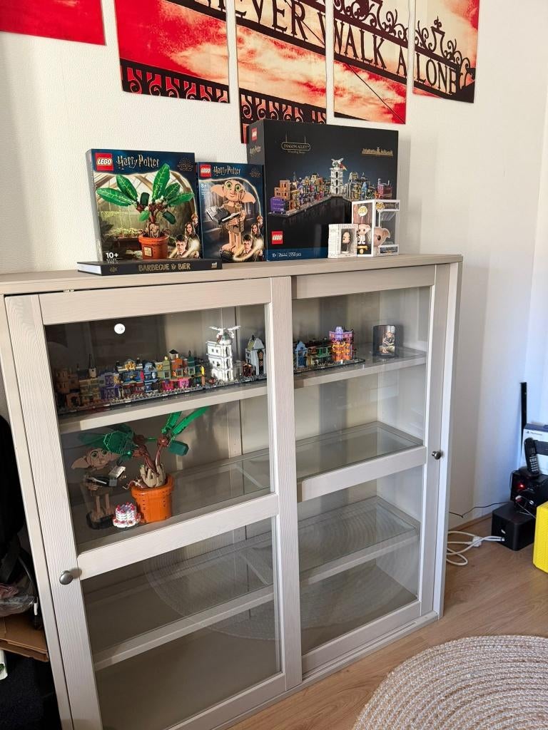 IKEA HAVSTA vitrinekast grijs-beige, Huis en Inrichting, Kasten | Vitrinekasten, Ophalen, Grenenhout, Met deur(en), 100 tot 150 cm