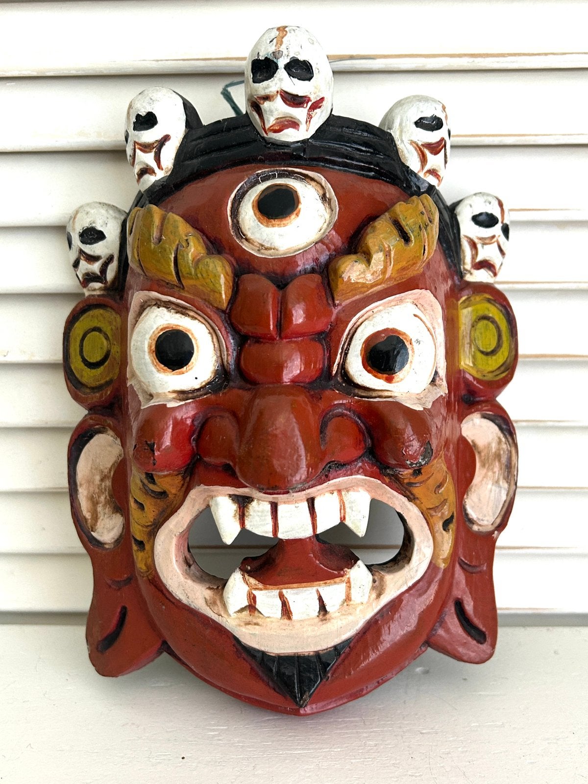 Houten Bhairab masker Tibet Nepal 23 cm, Ophalen