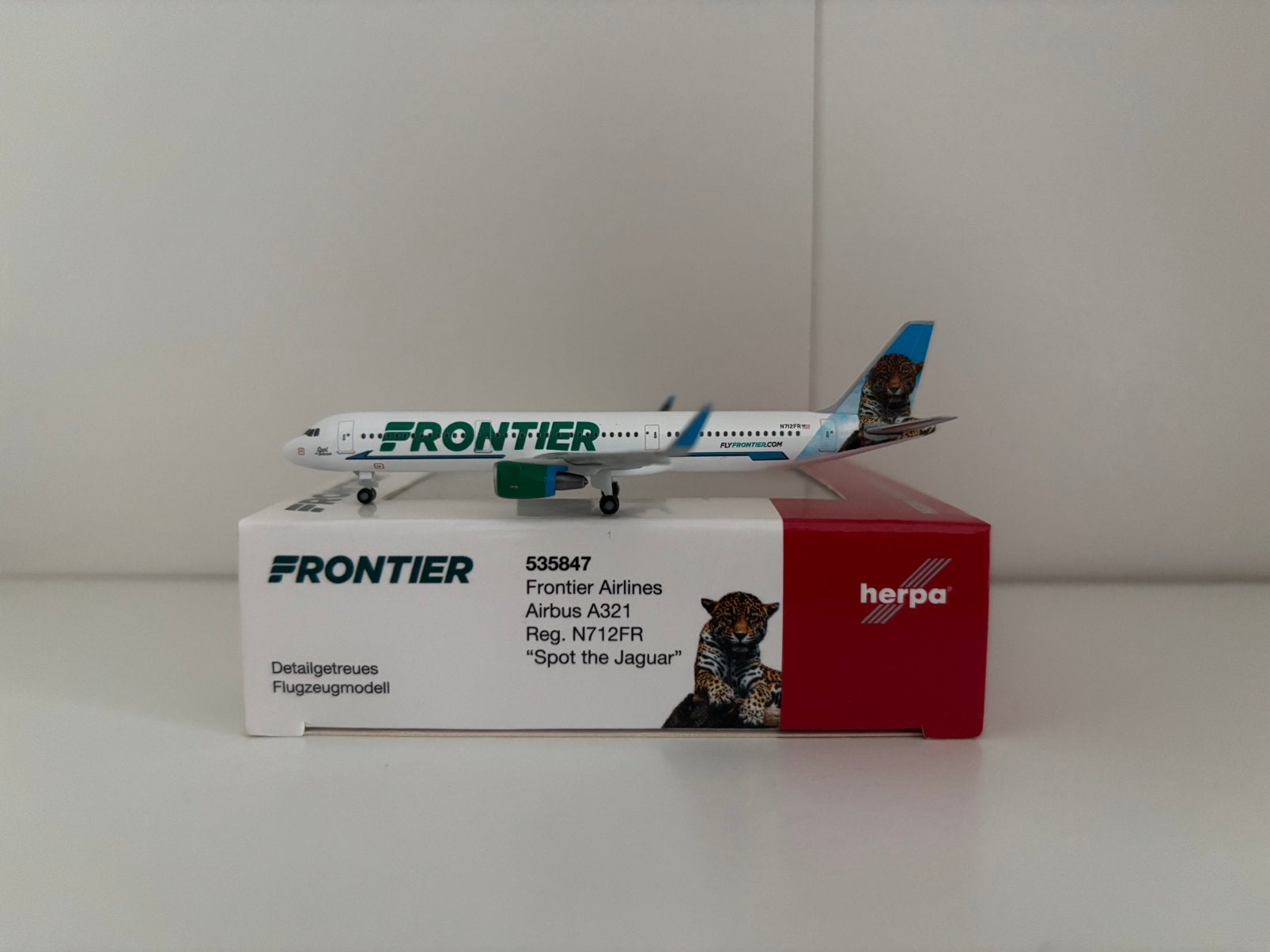 Herpa 535847 Frontier Airlines Airbus A321 1:500, Ophalen of Verzenden, Zo goed als nieuw, Schaalmodel