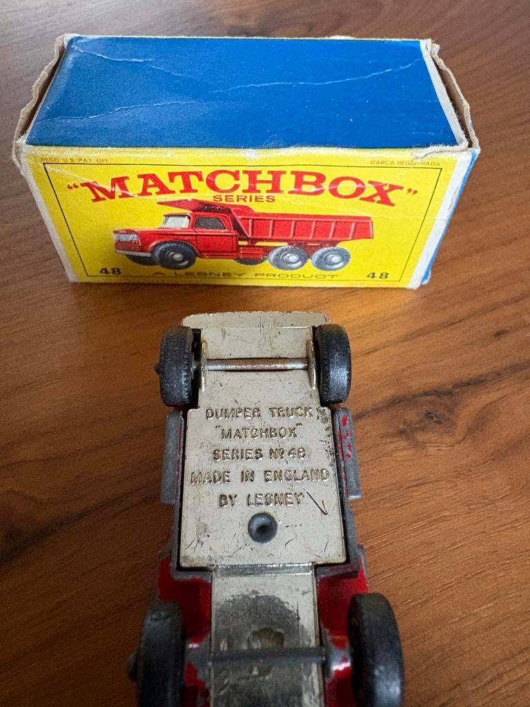 Matchbox Lesney nr 48 Dodge Dumper Truck met doos, Ophalen of Verzenden, Gebruikt, Bus of Vrachtwagen, Matchbox