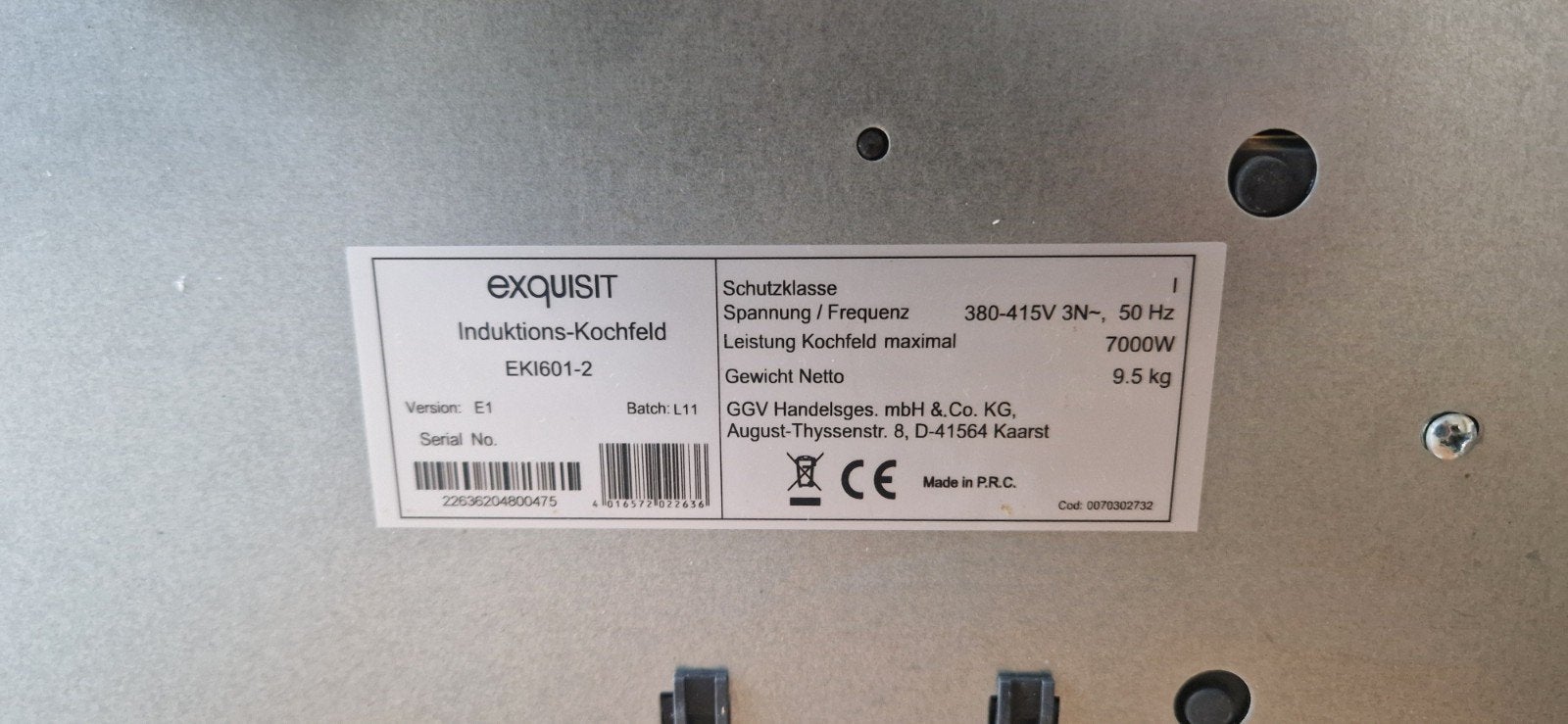 Exquisit Inductiekookplaat EKI601-2 - defect voor onderdelen, Ophalen, Niet werkend, Inbouw, Inductie