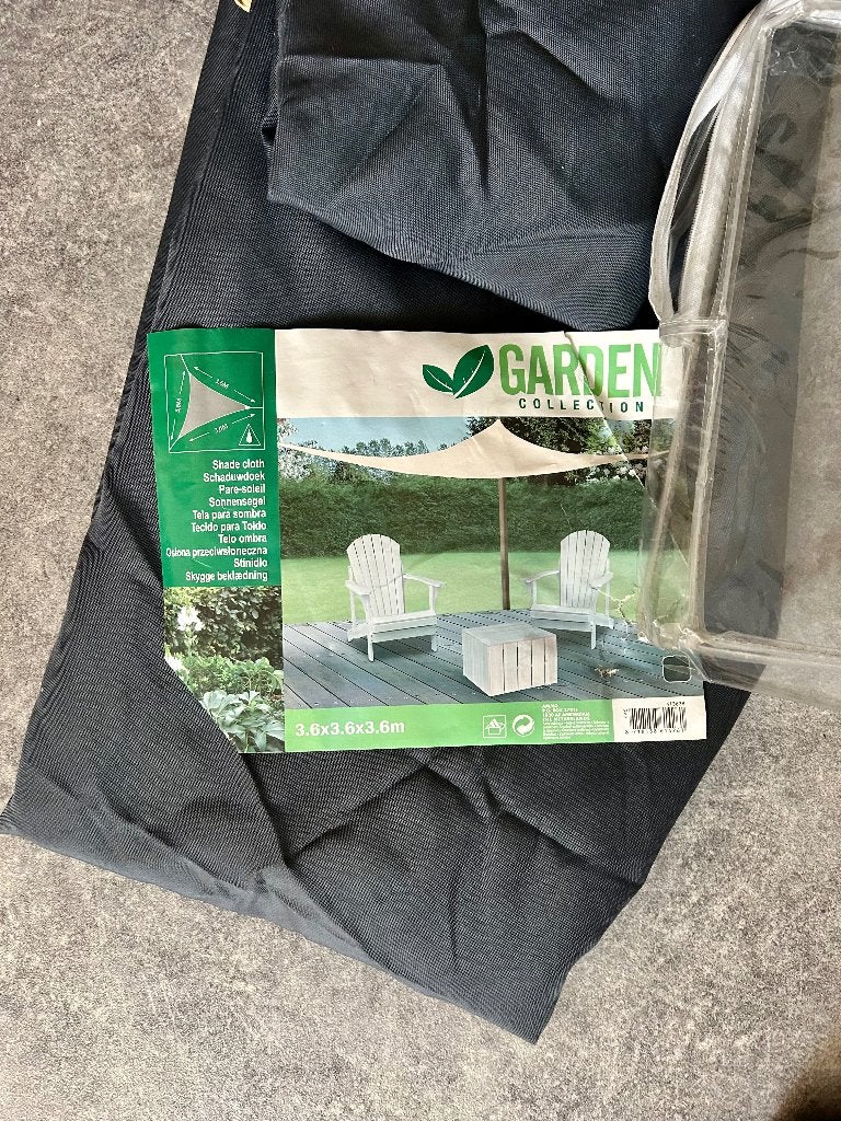 Schaduwdoek Tarp driehoek 3.6x3.6x3.6, Ophalen, Nieuw