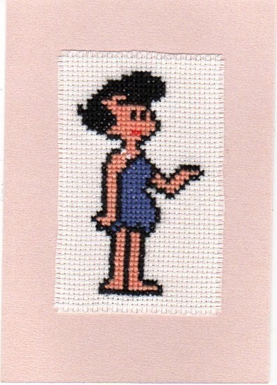 kaart met geborduurd Betty Rubble (1349), Ophalen of Verzenden, Nieuw, Man of Vrouw