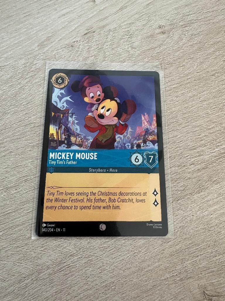 Mickey Mouse - Tiny Tim's Father 140/204 Winterspell Lorcana, Ophalen of Verzenden, Nieuw, Losse kaart